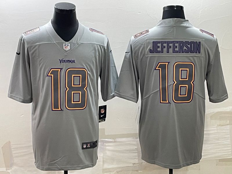 Men Minnesota Vikings 18 Jefferson Nike Atmospheric Gray style Limited NFL Jersey